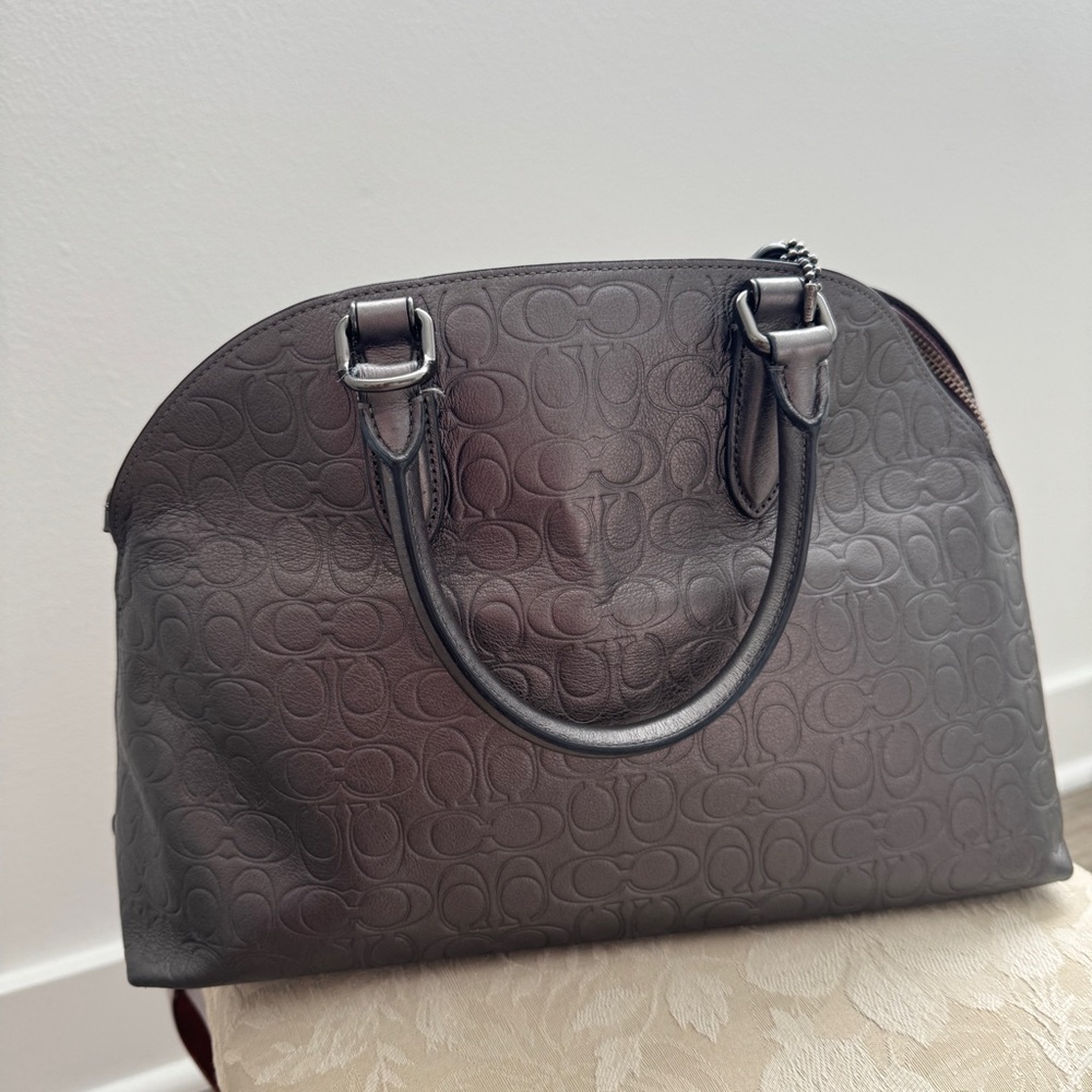 Coach Metallic Grey Leather Handbag - Picture 3 of 13